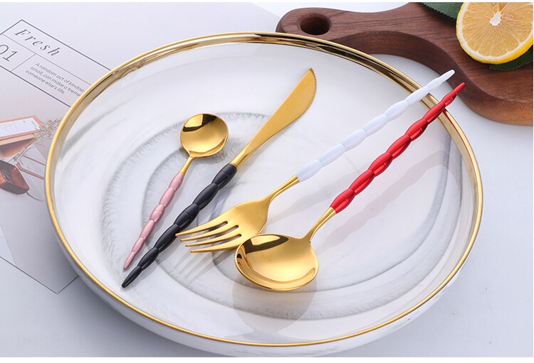 Western Style Stainless Steel Fork / Spoon / Knife Cutlery 4 pcs Set