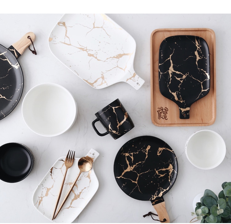 Gold Marbled Ceramic Tableware
