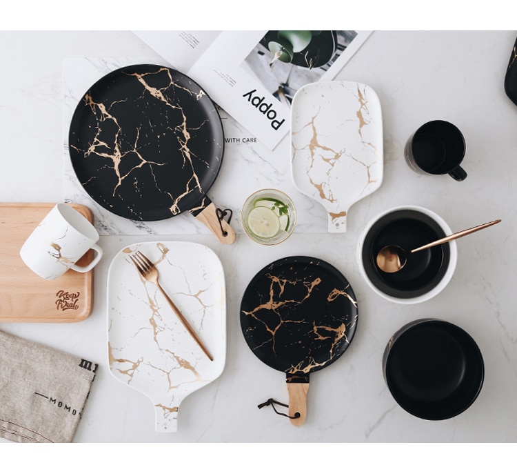 Gold Marbled Ceramic Tableware