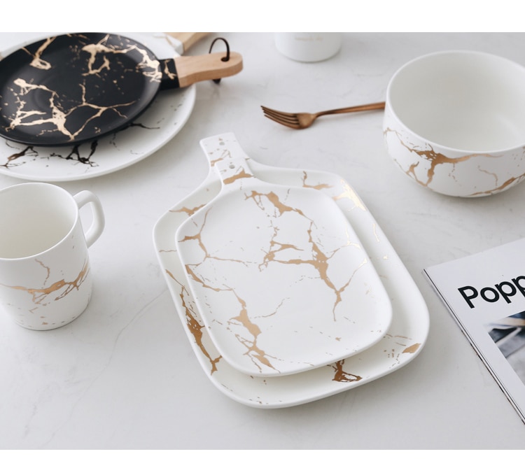 Gold Marbled Ceramic Tableware