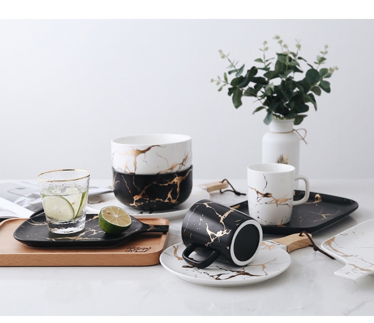 Gold Marbled Ceramic Tableware