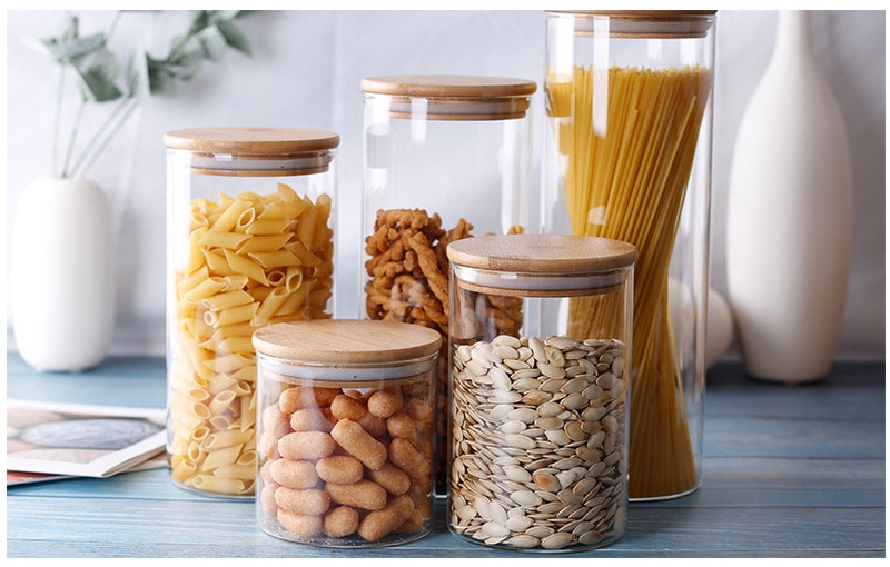 Food Glass Container with Bamboo Cover