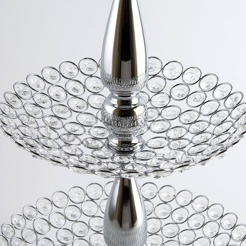 Crystal Wedding Cake Display in Gold and Silver