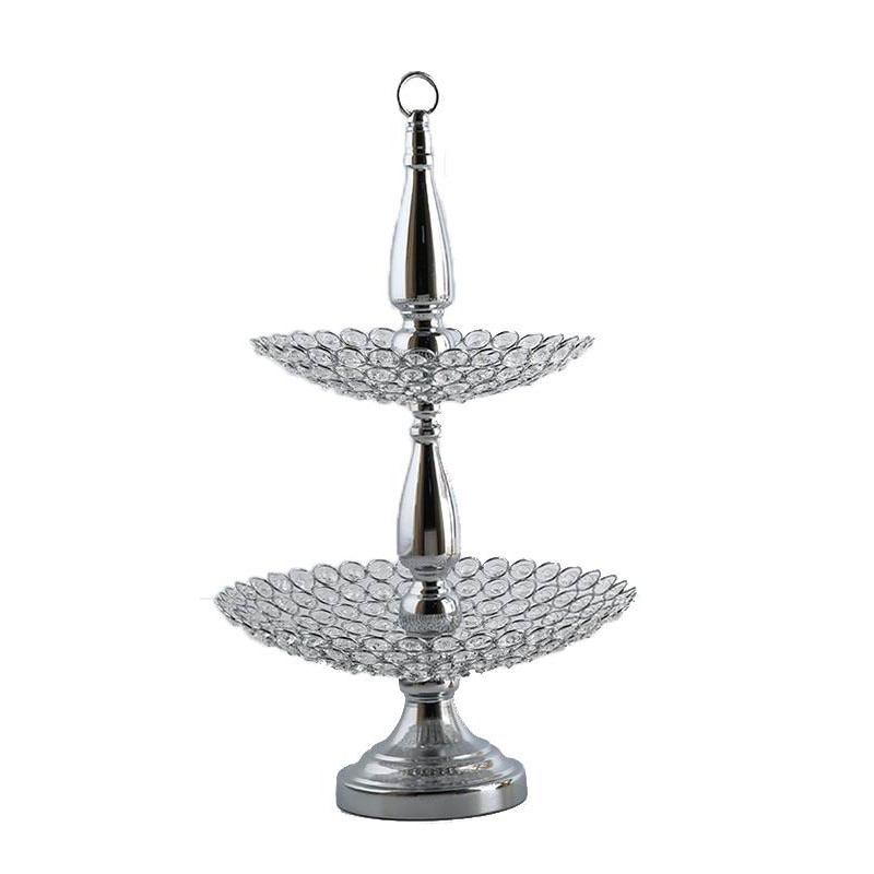 Crystal Wedding Cake Display in Gold and Silver