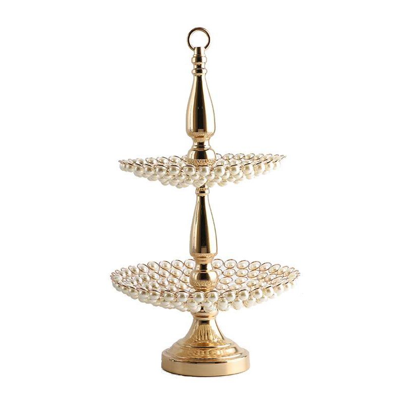 Crystal Wedding Cake Display in Gold and Silver