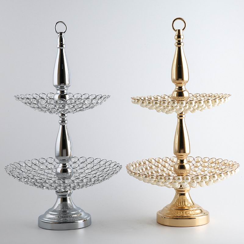 Crystal Wedding Cake Display in Gold and Silver