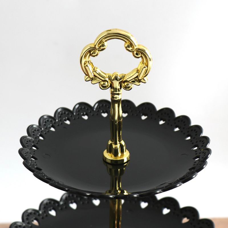 Plastic Cake Stand in White and Black