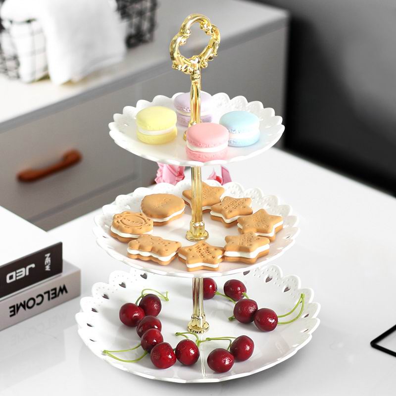 Plastic Cake Stand in White and Black