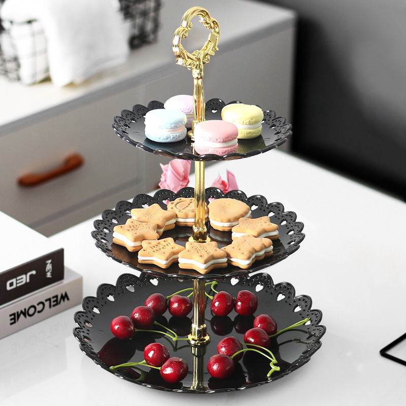 Plastic Cake Stand in White and Black