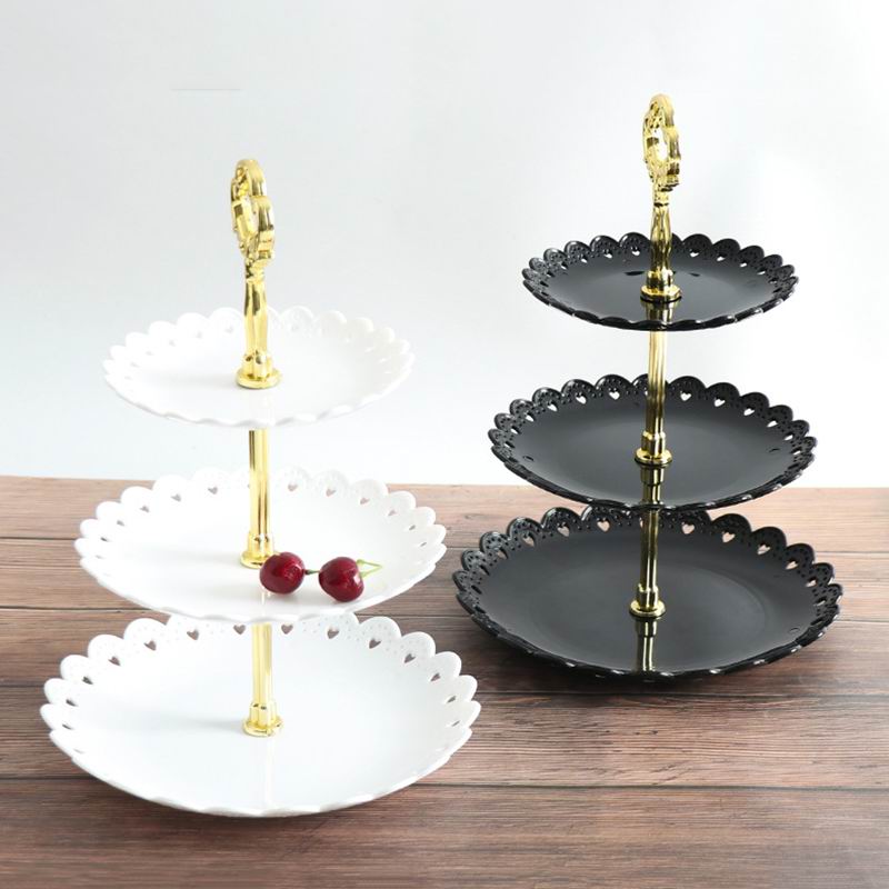 Plastic Cake Stand in White and Black